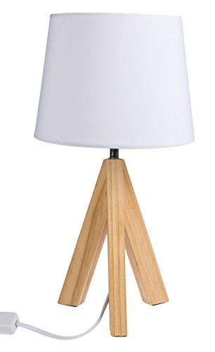 'Out of the Blue 571285, lámpara de mesa con pies de madera modelo 1, aprox. 36 cm, madera, color blanco, 20 x 20 x 36 cm