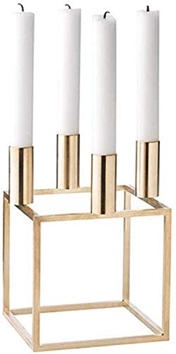 Candelabros de 4 brazos con marco de metal de geometría creativa y candelabro de diseño único nórdico moderno para centros de mesa decorativos de mesa de centro y sala de estar o para decoración de ma