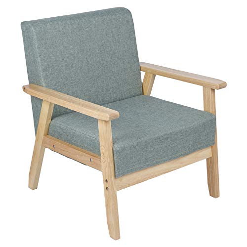 Cikonielf Sillón Nórdico Escandinavo, Sofá Individual de Tela y Madera para Sala de Estar, Dormitorio y Salón, Estilo nórdico 58 x 44 x 73cm