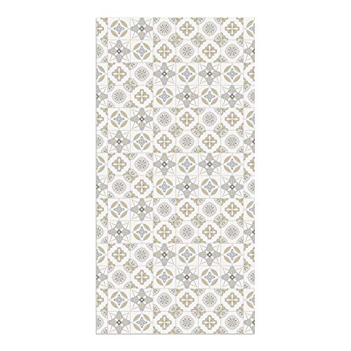 DON LETRA Alfombra Vinílica Baldosas, 140 x 70 cm, Color Beige, Vinilo PVC Estampado, Grosor 2.2 mm, ALV-087