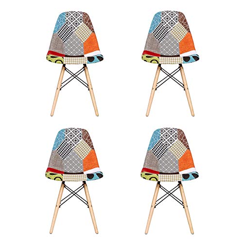 EGOONM Conjunto de 4 Sillas Sillas de Comedor de Patchwork, Sillas de Sala de Estar de Ocio, Silla de Estilo nórdico (Rojo-01)