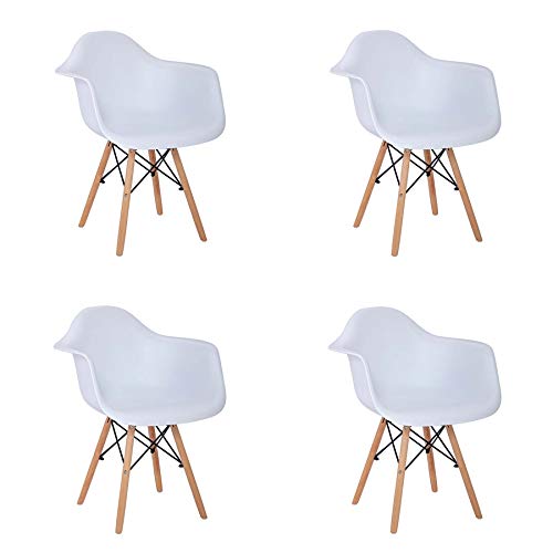 EGOONM Pack 4 sillas, Silla Comedor sillón Silla Estilo nórdico, Apta para salón, Comedor, Cocina, etc. (Blanco)