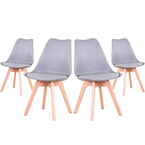 EGOONM Sillas Comedor Pack 6/Pack 4, Nordicas Negro Sillas para Cocina, Oficina, Bar, Sala de Estar-Silla de Cena (Pack 4, Gris)