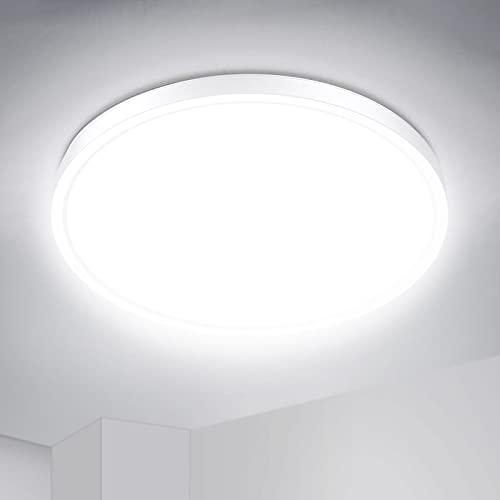 IAB Plafon Led Techo Redondo 24W, Lámpara Techo 2200LM Blanco UltraFino, 4 Capas Luce Protectora de los Ojos, Luz LED Techo 4500K IP44 para Baño Dormitorio Balcón Pasillo Comedor Cocina Habitación