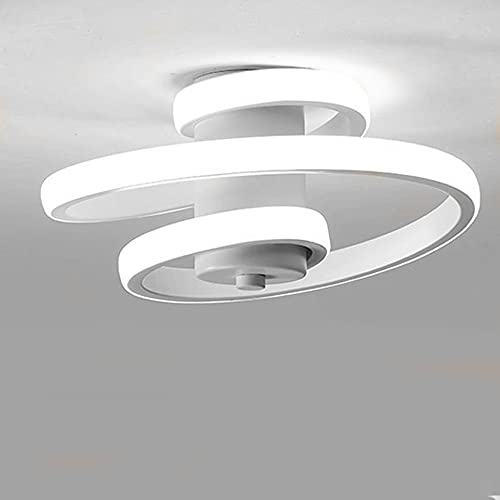 Lámpara de Techo LED Espiral Estilo Nórdico Moderno Blanco Negro Pequeño Luz de Techo para Entrada Pasillo Cocina Luminarias Techos Sala de Estar Luz Blanca Fria 18W Blanco