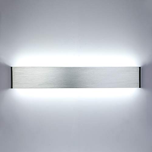 Lightess 20W 50CM Apliques de Pared LED Lámpara de Pared Interior Luz Moderna Agradable Luz de Aluminio Iluminación para Salón, Dormitorio, Sala, Pasillo, Escalera, Cuerpo Plata, 6000K Blanco Frío