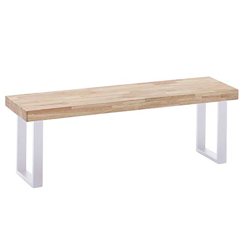 Loft, Banco para Mesa de Comedor, Asiento Auxiliar, Acabado en Roble Salvaje y Blanco, Medidas: 120 cm (Ancho) x 34 cm (Fondo) x 47 cm (Alto)