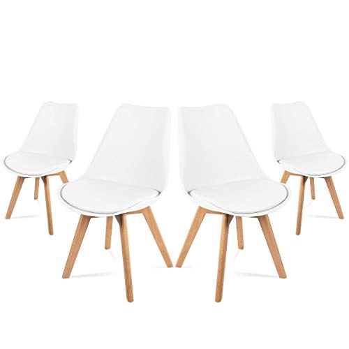 Mc Haus Lena Pack de 4 Sillas de Comedor, Oficina, Salón, Blanca