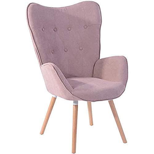 MEUBLE COSY Fauteuil Design scandinave Silln, Madera, Tela Rosa, Talla única