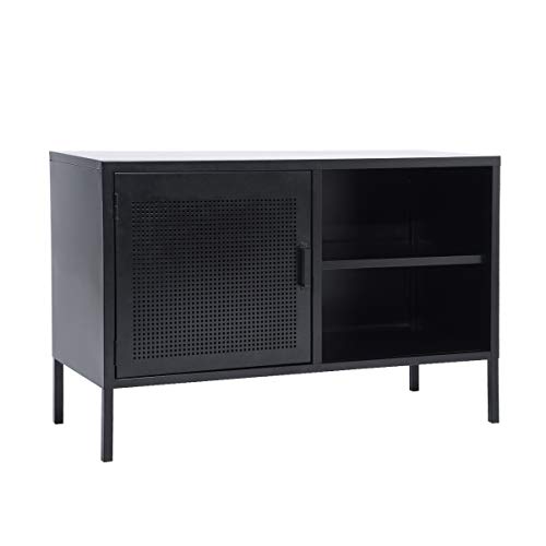 MEUBLE COSY Mueble de almacenamiento para escritorio Cabinete, metal, negro, 96 x 40 x 63 cm