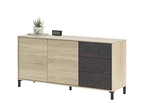 Mobelcenter - Mueble Aparador Brooklyn - Aparador Moderno - Aparador diseño Industrial - Aparador Roble Canadian y Óxido - Medidas: Alto: 74 cm x Ancho: 154 cm x Fondo: 41 cm (Aparador) - 1095