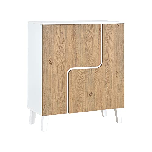 MyosHome - Mueble Aparador Comoda en Roble y Blanco 80 x 94 x 34 cm Venus