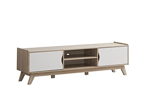 Myoshome - Mueble TV Salon Mesa para TV Color Roble Sonoma y Blanco 150 x 40 x 50 cm