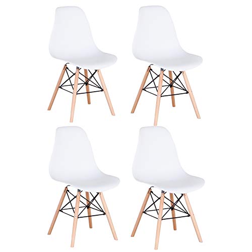 Pack 4/6 sillas de Comedor Silla diseño nórdico Retro Estilo (4 sillas-Blanco)