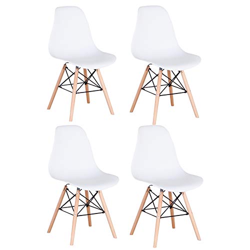 Pack 4/6 sillas de Comedor Silla diseño nórdico Retro Estilo (4 sillas-Blanco)