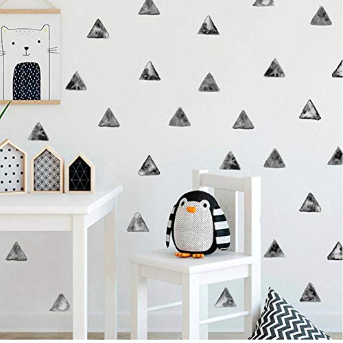Pegatinas de pared de triángulos negros de estilo nórdico de 6 hojas para decoración de habitación de niños, pegatinas de vinilo de triángulos dibujados Diy