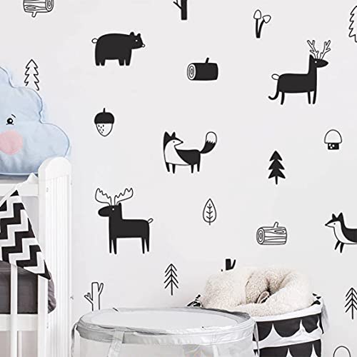 Rjjrr Etiqueta Engomada De La Pared De Los Animales Del Bosque De Estilo Nórdico Árbol Del Bosque Para La Habitación De Los Niños Pegatinas De Pared Artísticas De Vinilo De Guardería Calcomanías De Pa