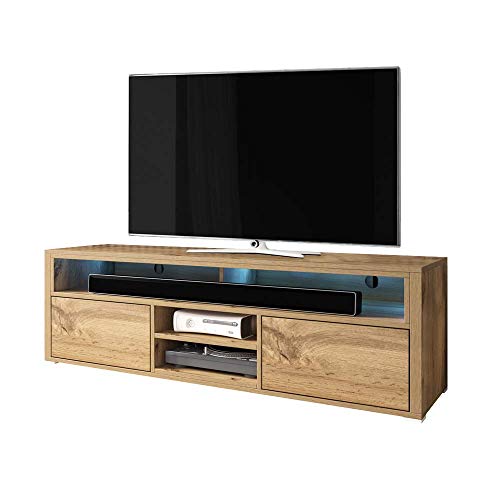 Selsey Mario - Mueble TV/Mesa TV en Estilo Nórdico/Mueble para Salón (con LED, Roble Dorado)