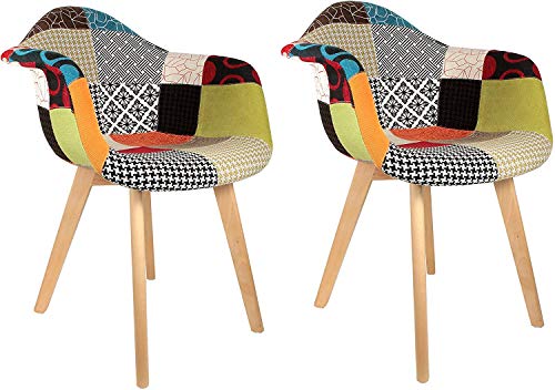 THE HOME DECO FACTORY Lote DE 2 SILLONES Coloridos ESCANDINAVOS, Madera, Multicolor, 62 x 60,50 x 86 cm, 2 Unidades