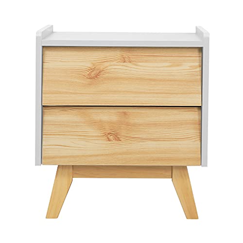 THINIA HOME Mesita de Noche Estilo Nórdico | Modelo Aura Mesita de Noche de Madera Color Natural | Mesilla de Noche para Dormitorio | Dimensiones 45x40x50cm