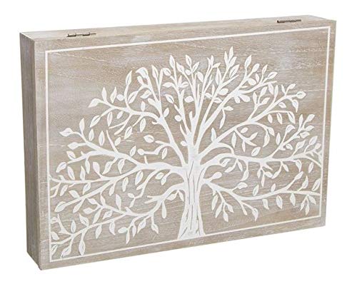 TIENDA EURASIA® Tapa de Contador de Luz Diseño Nórdico - Cubre Contador Eléctrico de Madera 46 x 7 x 32 cm (Árbol de la Vida)
