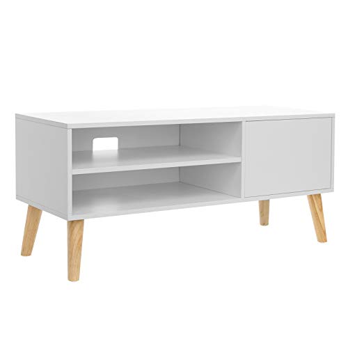 VASAGLE Armario Rústico para TV, Mesa para TV, Aparador bajo, Estilo Moderno, para Salón, Sala de Juegos, Escritorio, Blanco LTV09WT