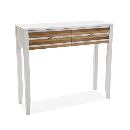 Versa Zen Mueble Recibidor Estrecho para la Entrada o el Pasillo, Mesa Consola, con 2 cajones, Medidas (Al x L x An) 80,5 x 30 x 90 cm, Madera, Color Blanco