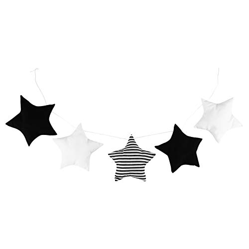 VORCOOL Guirnalda de Estrellas 3D Estilo nórdico con Pompones de Fieltro para Colgar, banderines de Tela, Colgantes para decoración para Baby Shower, niños, cumpleaños, decoración de Pared (Negro)