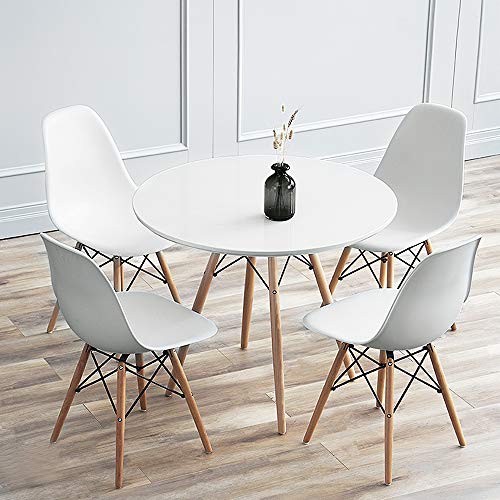 YJIIJY Mesa de Comedor Redonda 70 cm Mesas de Cocina Nordica para 2 a 4 Personas (Blanco)